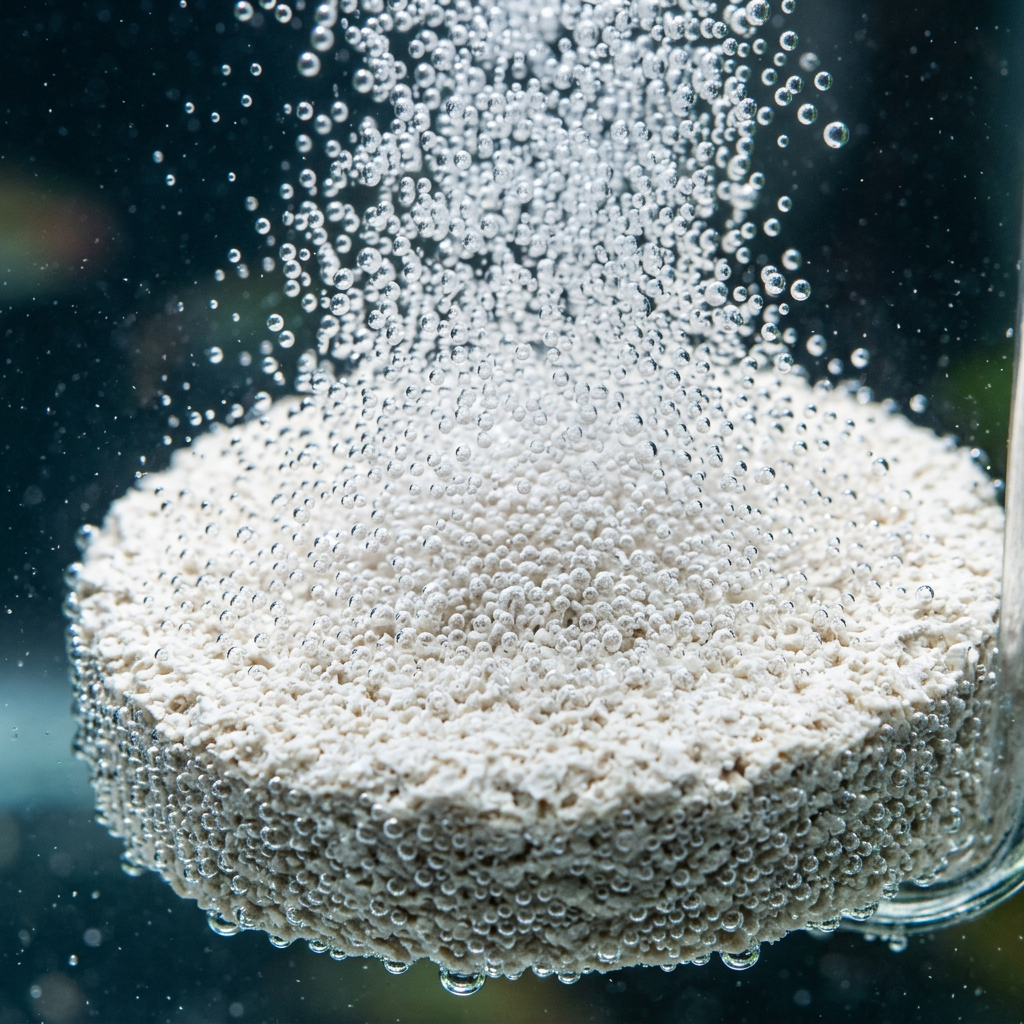 Sintered ceramic disc diffuser detail view