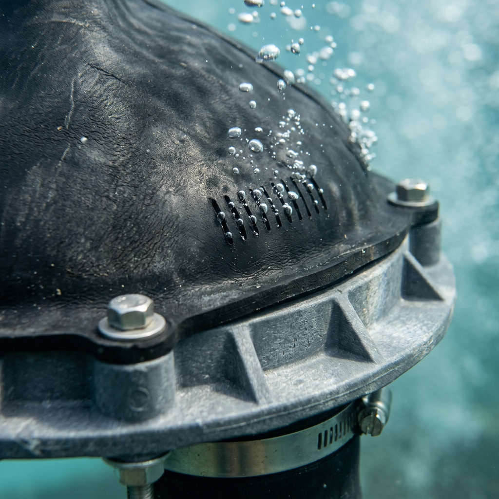 Industrial EPDM membrane diffuser detail view